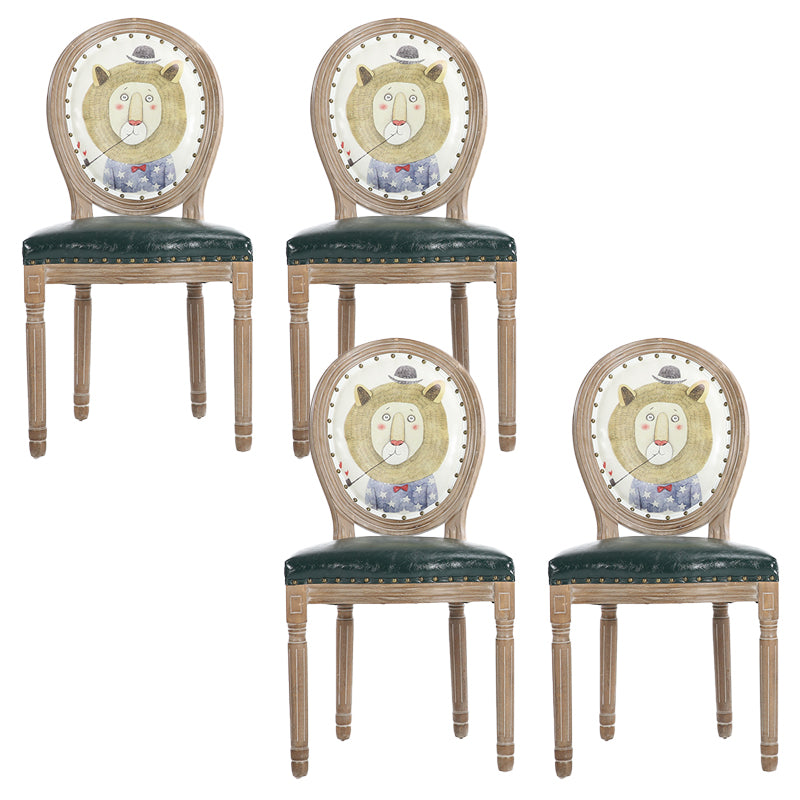 French Country Upholstered Armless Chair Home Solid Wood Dining Chair