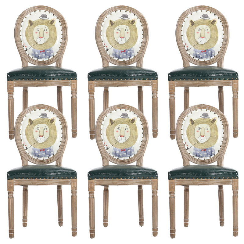 French Country Upholstered Armless Chair Home Solid Wood Dining Chair