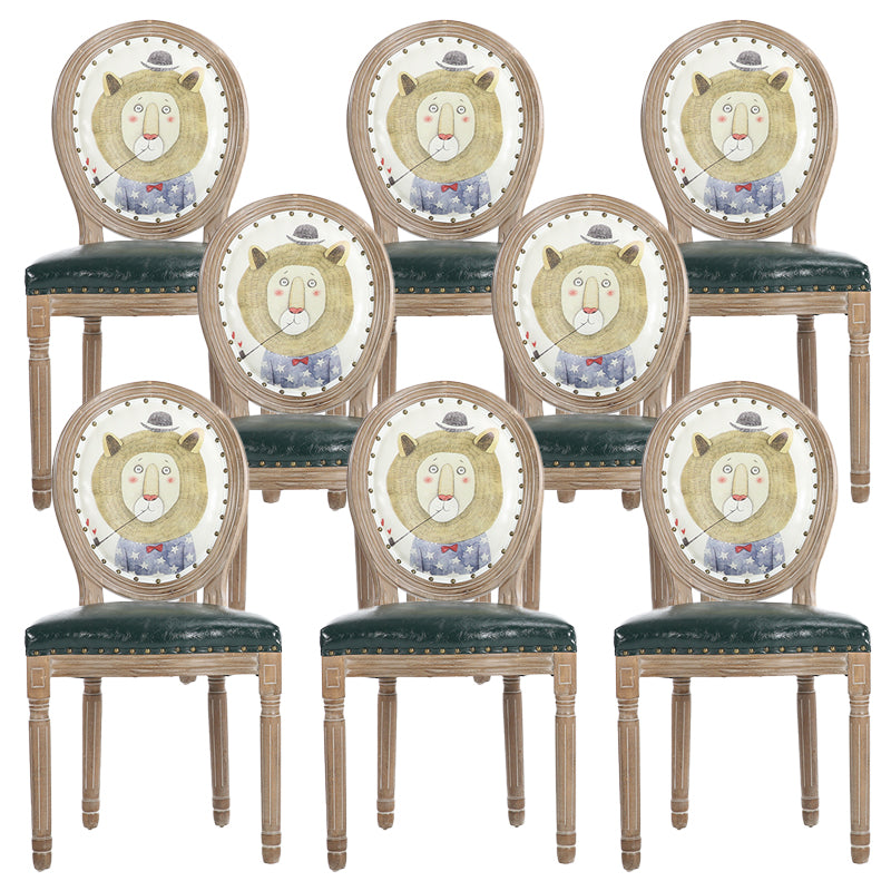 French Country Upholstered Armless Chair Home Solid Wood Dining Chair