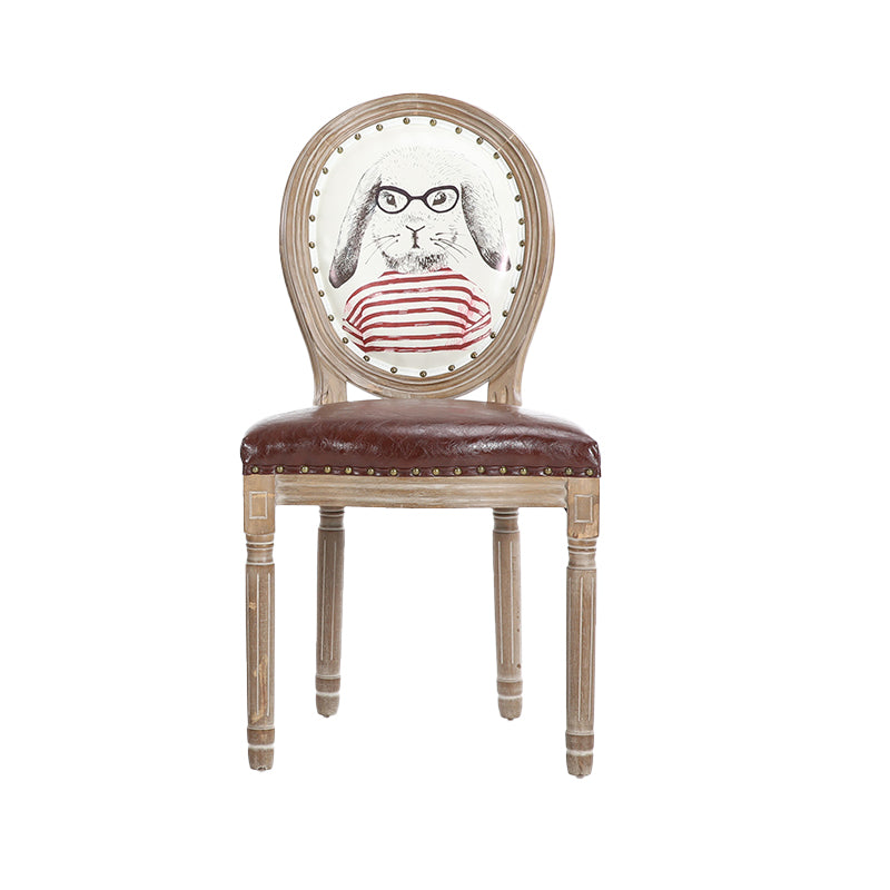 French Country Upholstered Armless Chair Home Solid Wood Dining Chair
