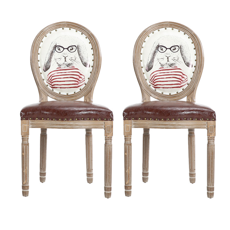 French Country Upholstered Armless Chair Home Solid Wood Dining Chair