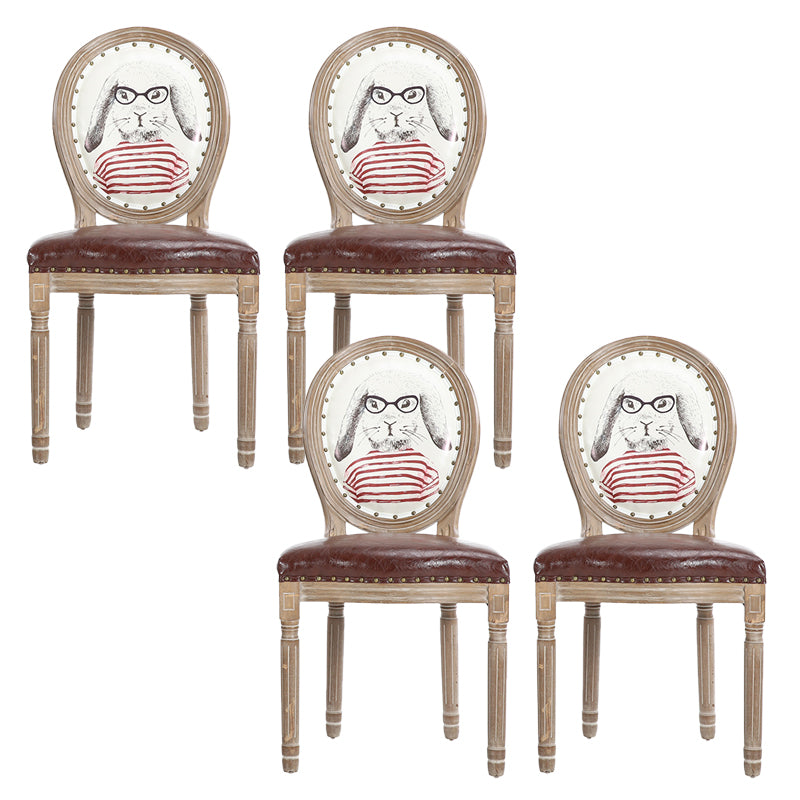 French Country Upholstered Armless Chair Home Solid Wood Dining Chair
