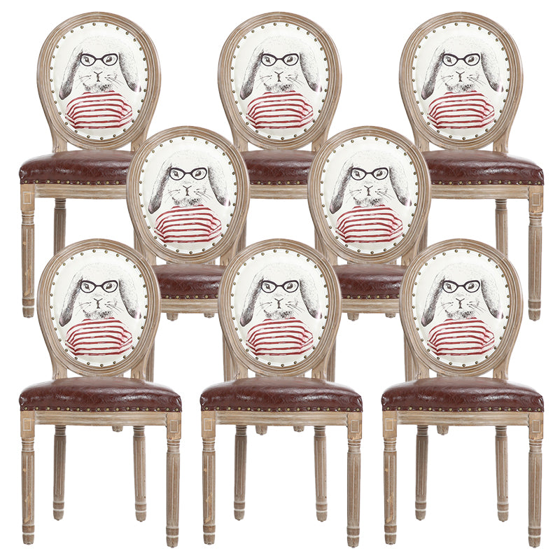 French Country Upholstered Armless Chair Home Solid Wood Dining Chair