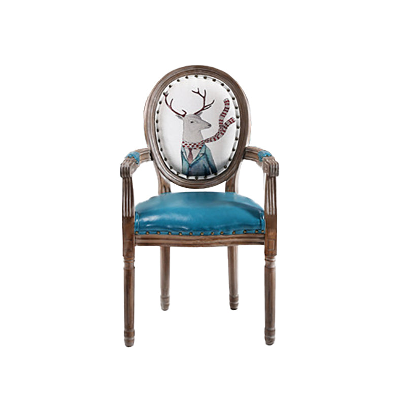 French Country Upholstered Armless Chair Home Solid Wood Dining Chair