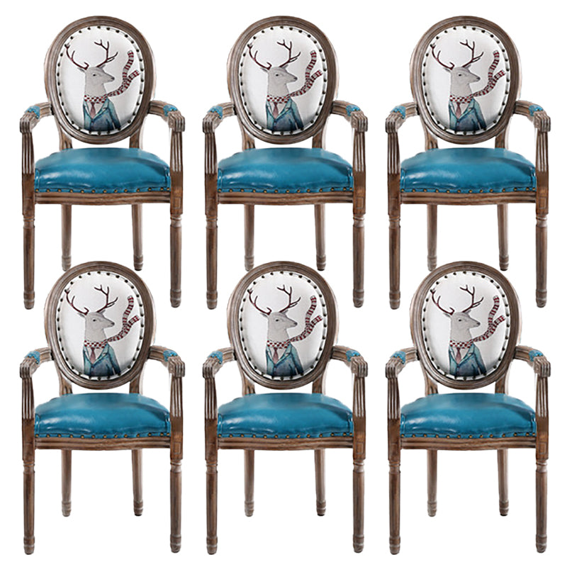 French Country Upholstered Armless Chair Home Solid Wood Dining Chair