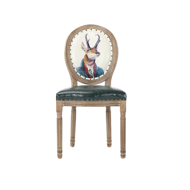 French Country Upholstered Armless Chair Home Solid Wood Dining Chair