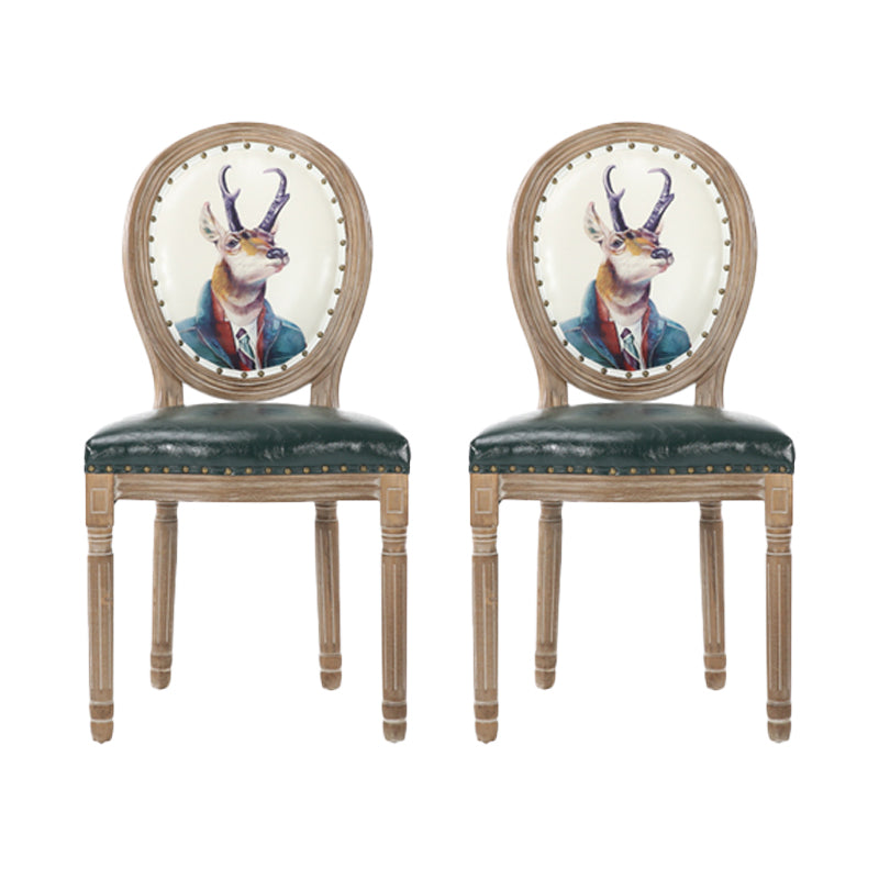French Country Upholstered Armless Chair Home Solid Wood Dining Chair