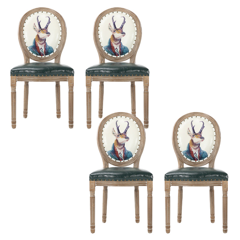 French Country Upholstered Armless Chair Home Solid Wood Dining Chair