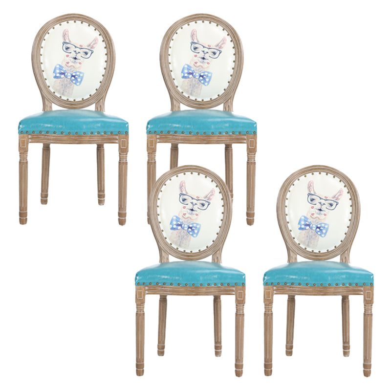 French Country Upholstered Armless Chair Home Solid Wood Dining Chair