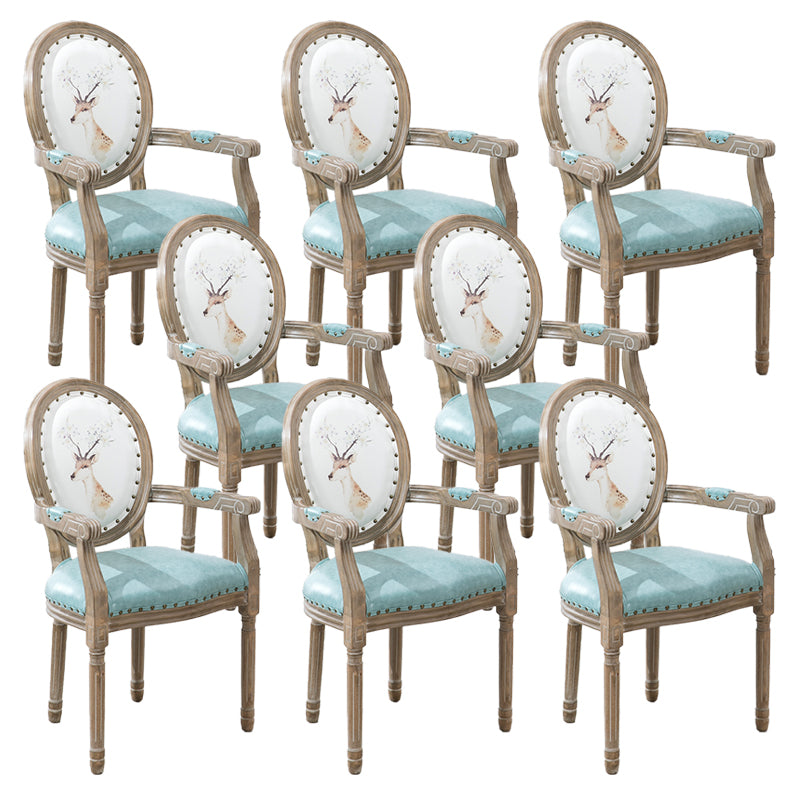 French Country Upholstered Armless Chair Home Solid Wood Dining Chair