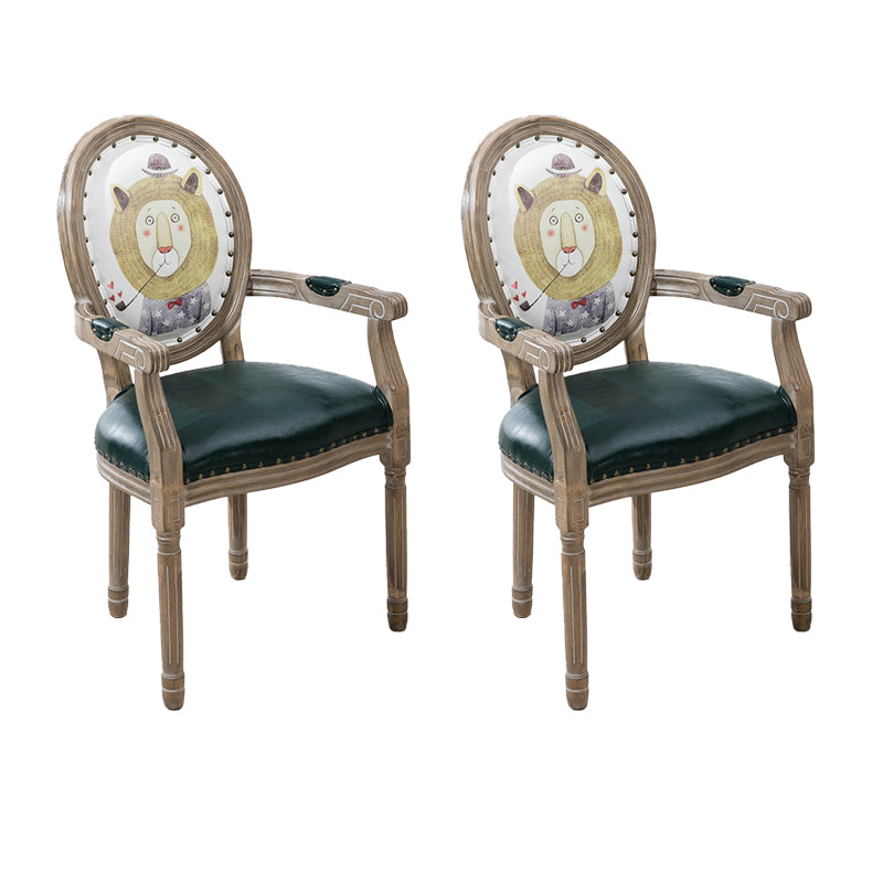 French Country Upholstered Armless Chair Home Solid Wood Dining Chair