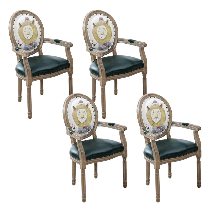 French Country Upholstered Armless Chair Home Solid Wood Dining Chair