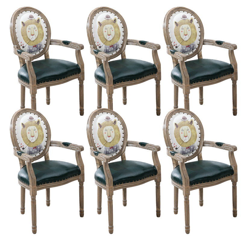 French Country Upholstered Armless Chair Home Solid Wood Dining Chair