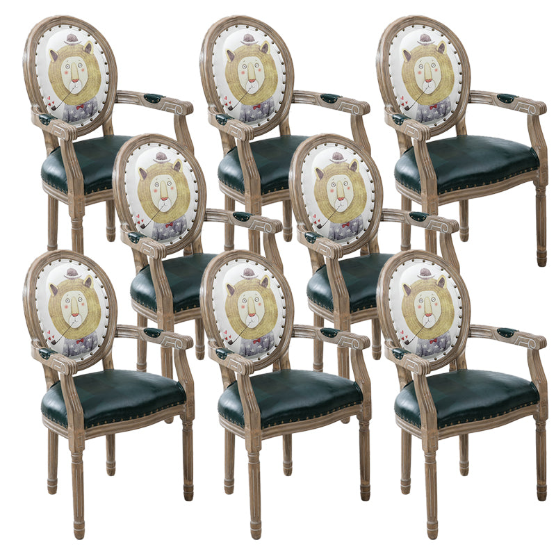 French Country Upholstered Armless Chair Home Solid Wood Dining Chair
