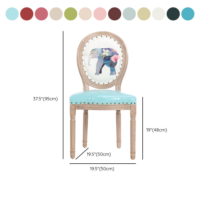 French Country Upholstered Armless Chair Home Solid Wood Dining Chair