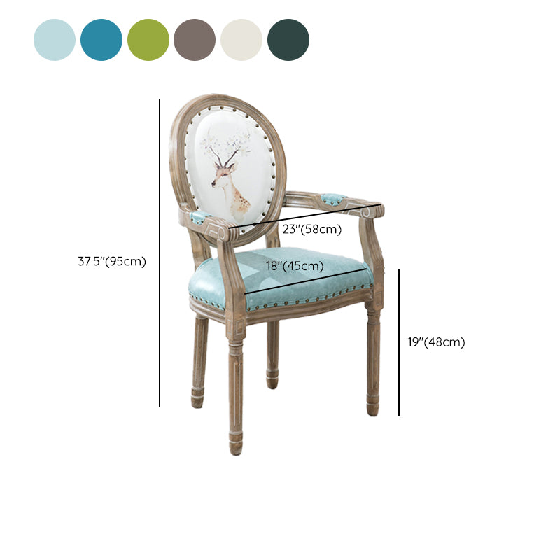 French Country Upholstered Armless Chair Home Solid Wood Dining Chair