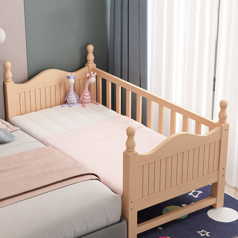 Washed Natural Wood Nursery Crib Modern Nursery Crib with Guardrail