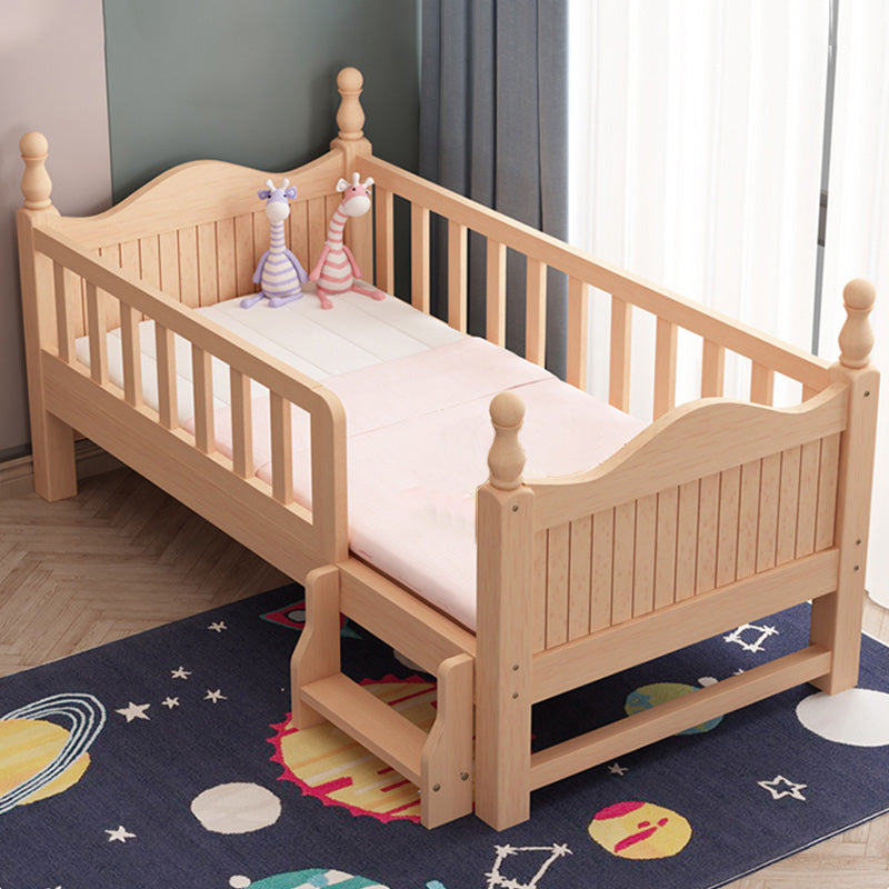 Washed Natural Wood Nursery Crib Modern Nursery Crib with Guardrail