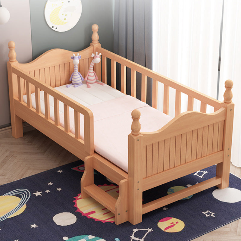 Washed Natural Wood Nursery Crib Modern Nursery Crib with Guardrail