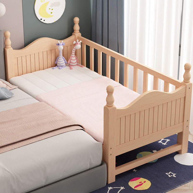 Washed Natural Wood Nursery Crib Modern Nursery Crib with Guardrail