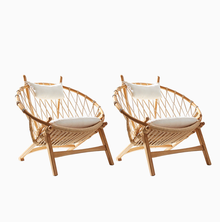 Scandinavian Papasan Chair Solid Color Wooden Papasan Chair for Living Room