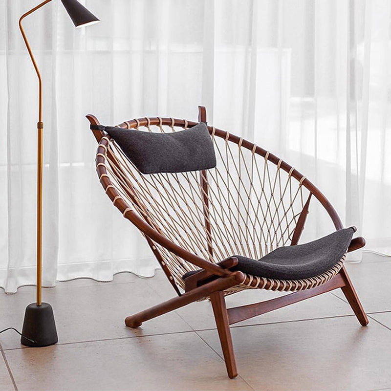 Scandinavian Papasan Chair Solid Color Wooden Papasan Chair for Living Room