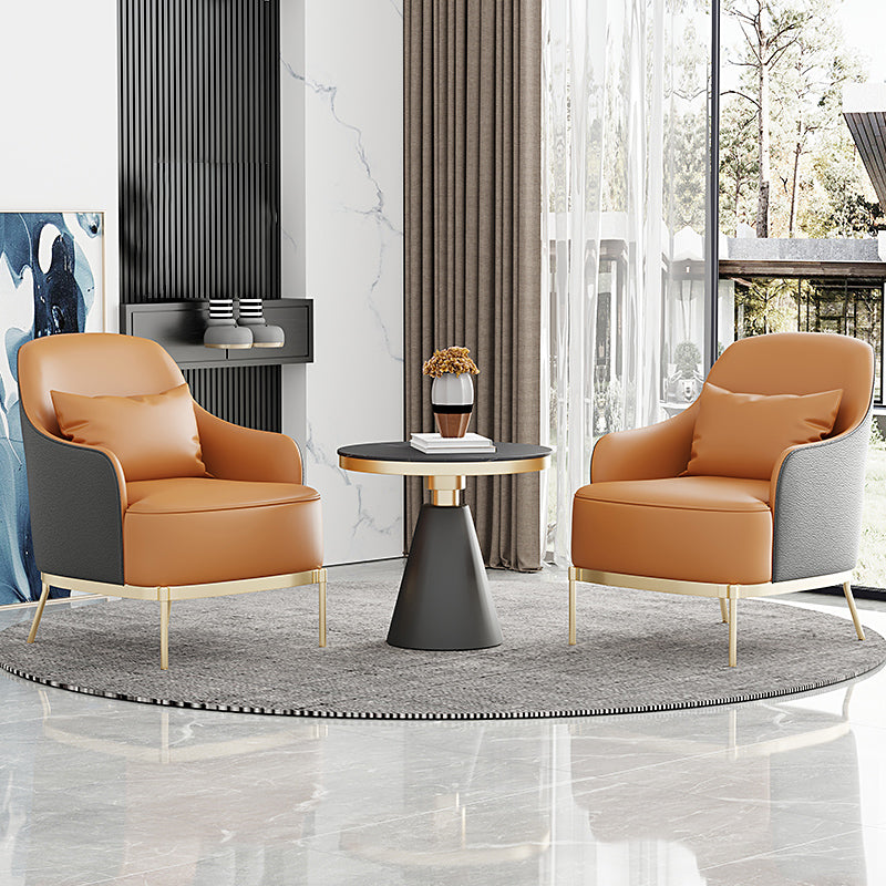 Glam Round Arms Basic Four Leg Accent Armchair with Chrome Base