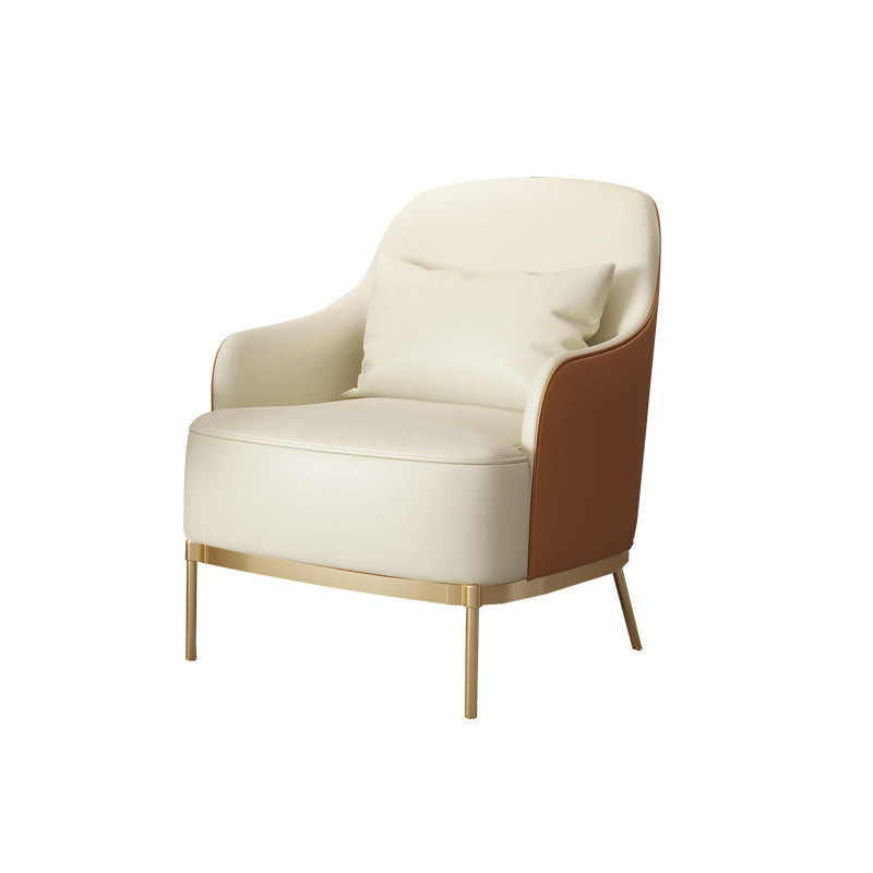 Glam Round Arms Basic Four Leg Accent Armchair with Chrome Base