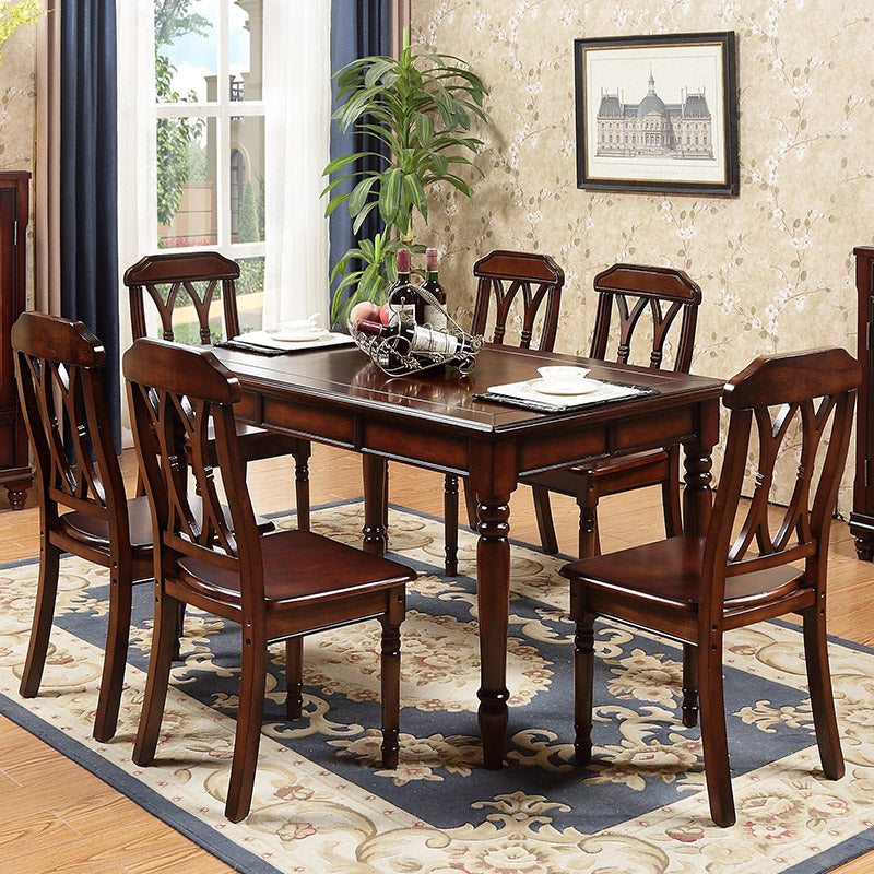 7 Piece Dining Room Chair and Table Set Solid Wood Dining Room Set