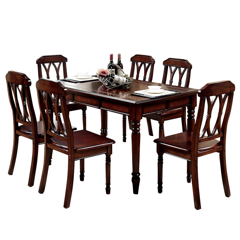7 Piece Dining Room Chair and Table Set Solid Wood Dining Room Set