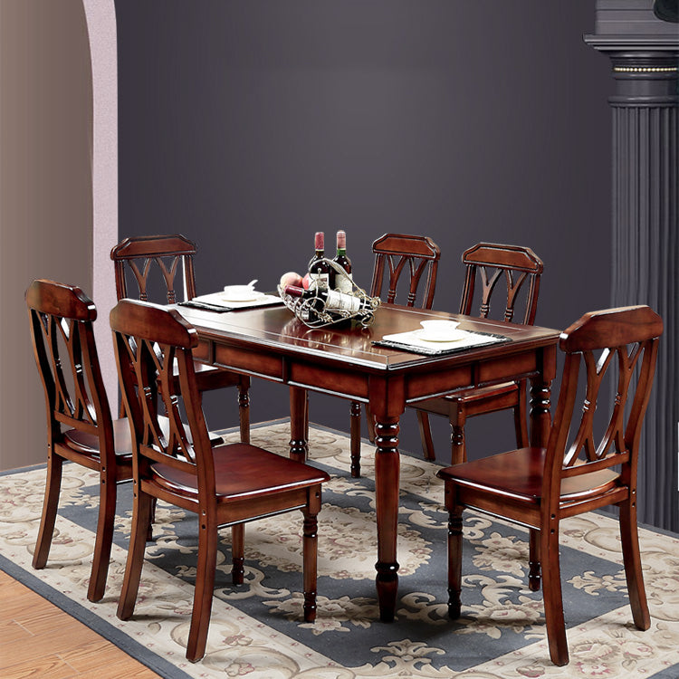 7 Piece Dining Room Chair and Table Set Solid Wood Dining Room Set