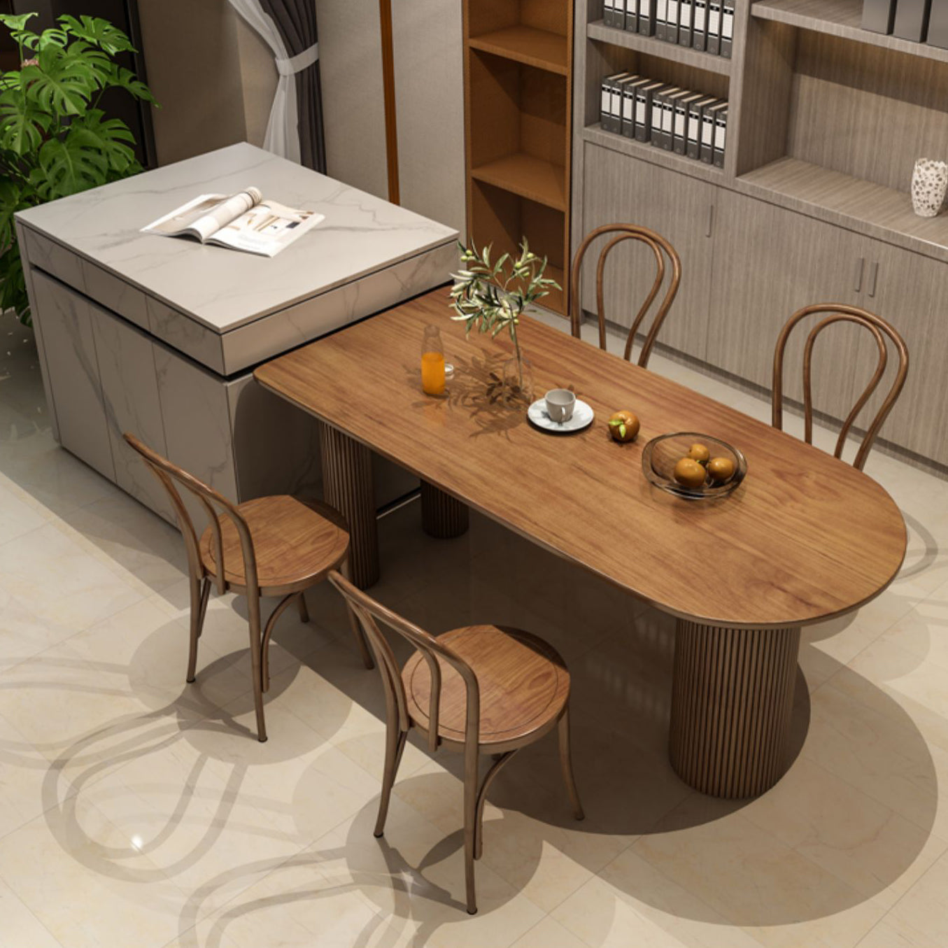 Solid Wood Furniture of 1/3/5 Standard Height Dining Furniture