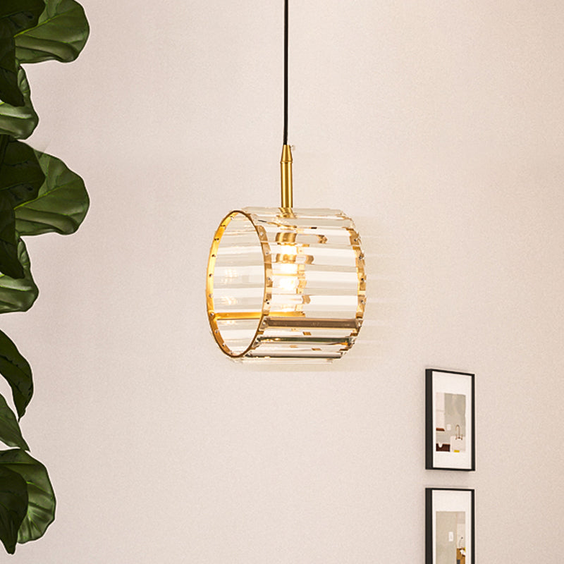 Brass Mini Wristband Pendulum Light Simple Crystal Prism Single Dining Table Hanging Lamp Kit