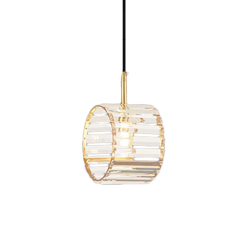 Brass Mini Wristband Pendulum Light Simple Crystal Prism Single Dining Table Hanging Lamp Kit