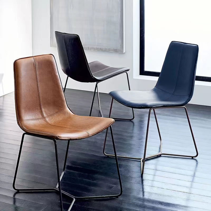 Metal Upholstered Chair Contemporary Armless Open Back Chair for Dining Room