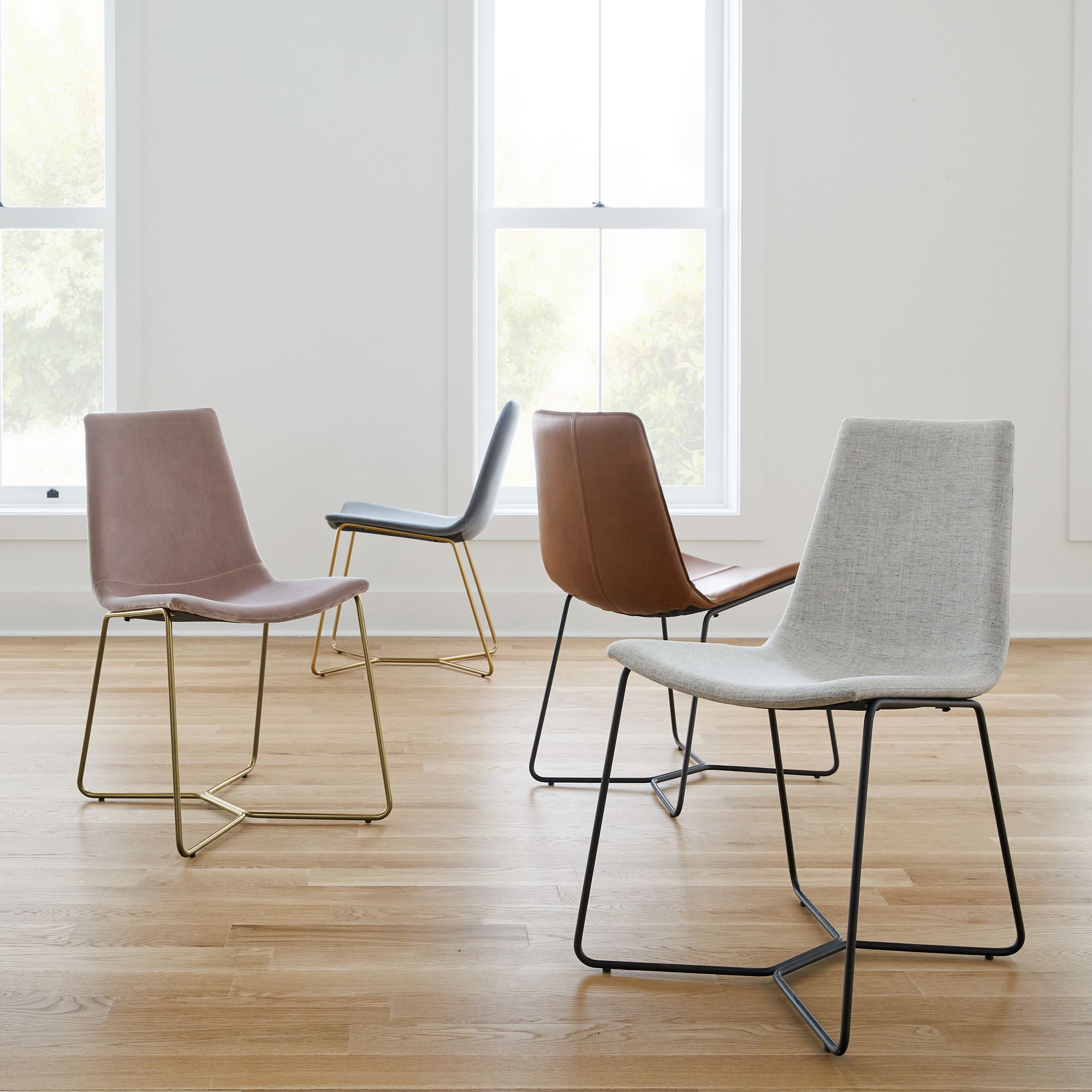 Metal Upholstered Chair Contemporary Armless Open Back Chair for Dining Room