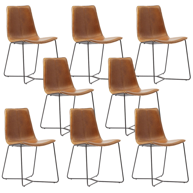 Metal Upholstered Chair Contemporary Armless Open Back Chair for Dining Room