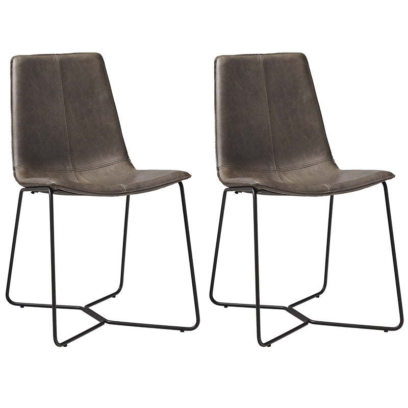 Metal Upholstered Chair Contemporary Armless Open Back Chair for Dining Room