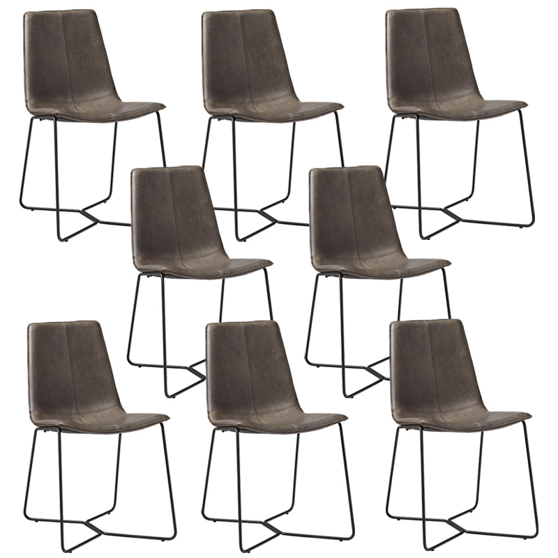 Metal Upholstered Chair Contemporary Armless Open Back Chair for Dining Room