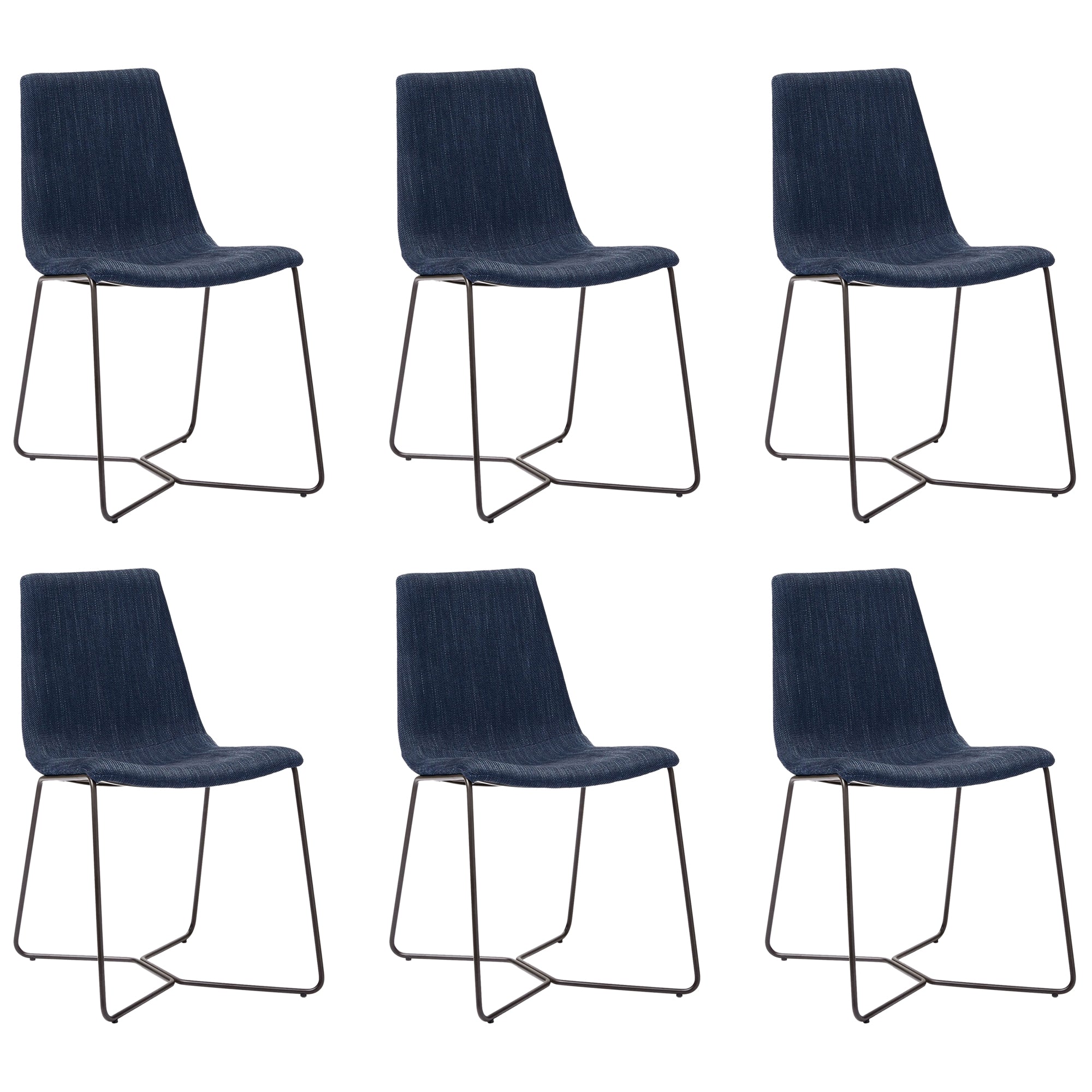 Metal Upholstered Chair Contemporary Armless Open Back Chair for Dining Room