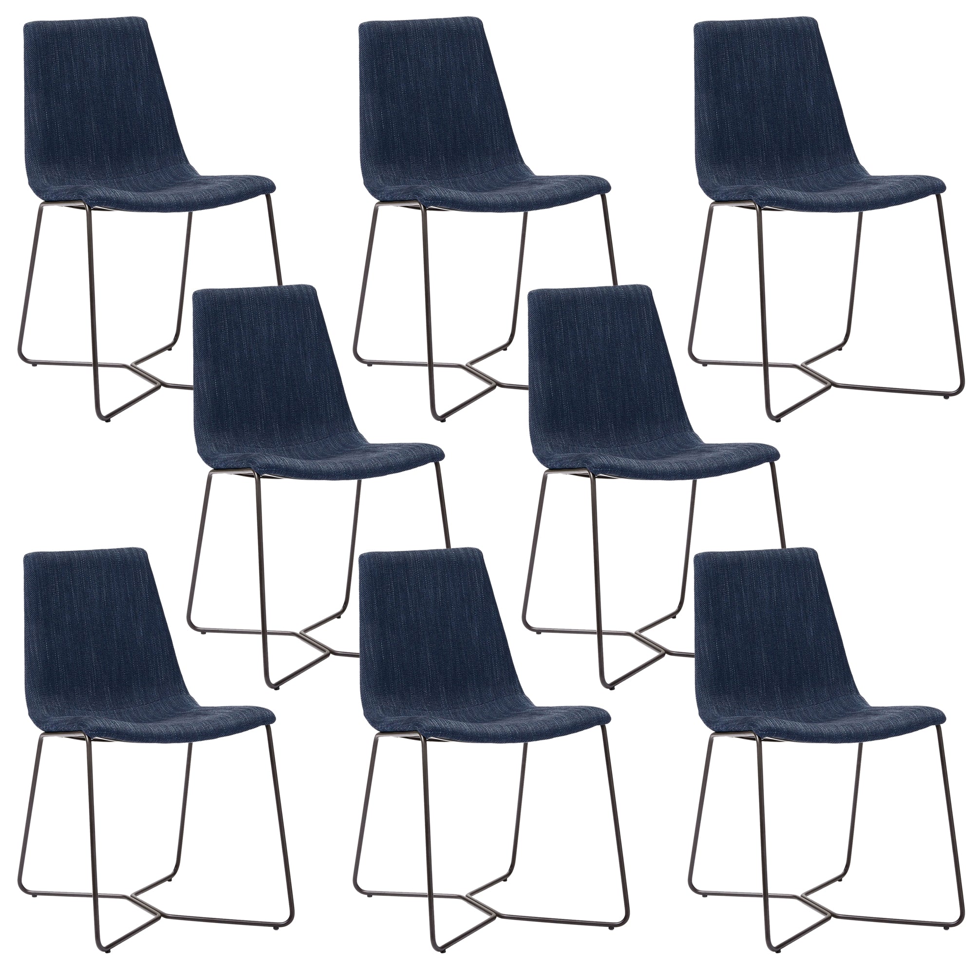 Metal Upholstered Chair Contemporary Armless Open Back Chair for Dining Room