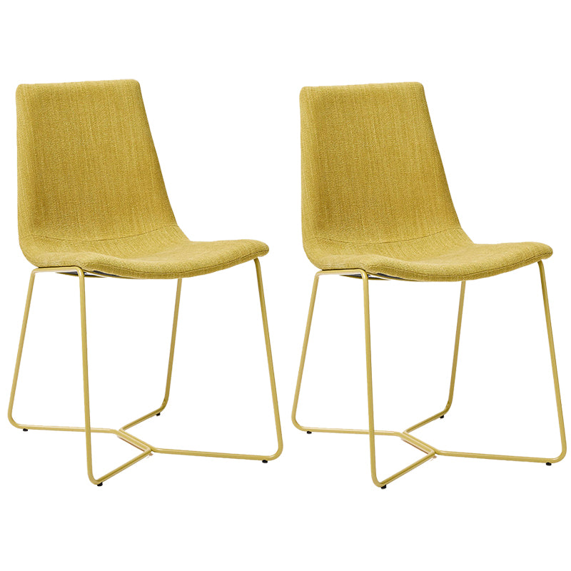 Metal Upholstered Chair Contemporary Armless Open Back Chair for Dining Room