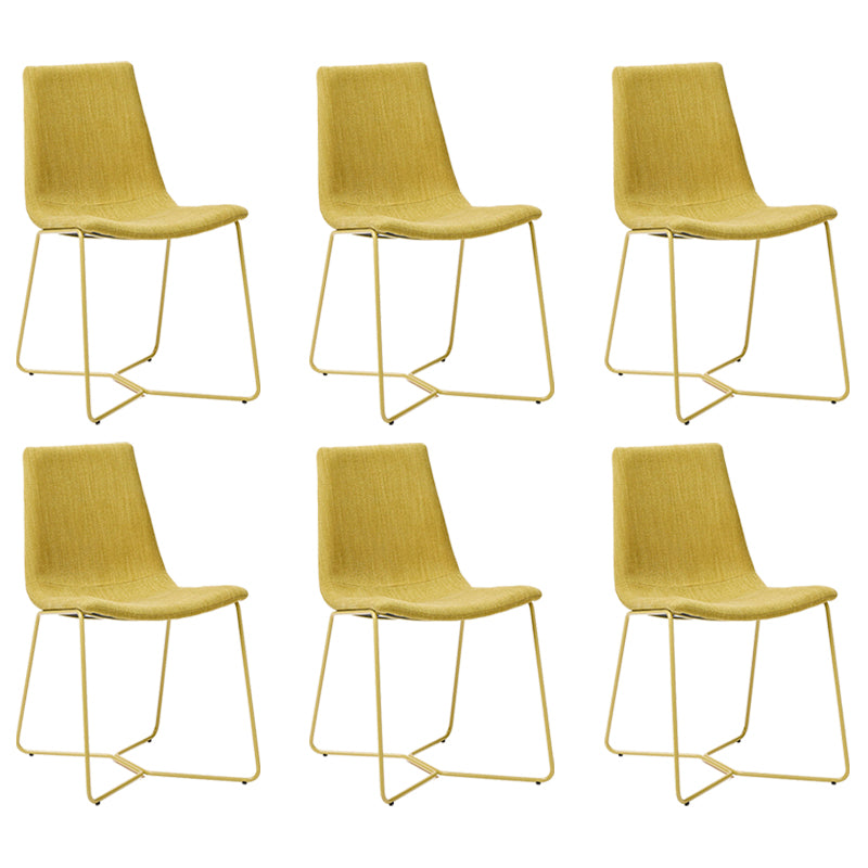 Metal Upholstered Chair Contemporary Armless Open Back Chair for Dining Room