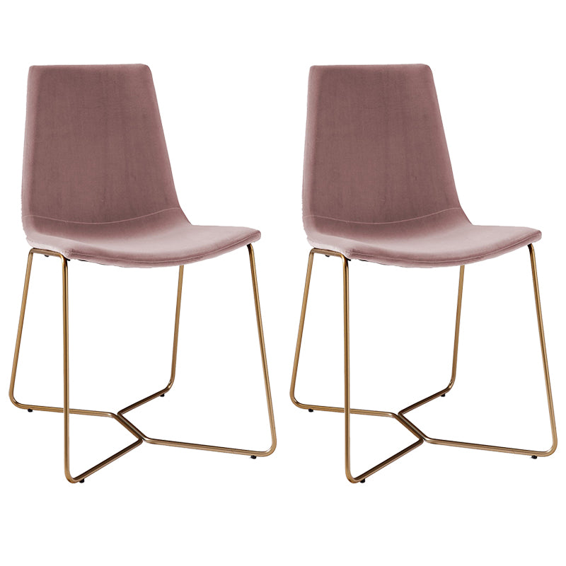 Metal Upholstered Chair Contemporary Armless Open Back Chair for Dining Room