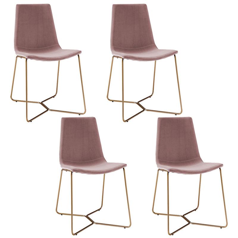 Metal Upholstered Chair Contemporary Armless Open Back Chair for Dining Room