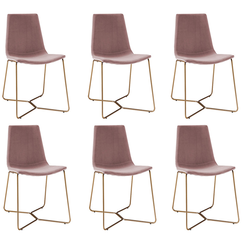 Metal Upholstered Chair Contemporary Armless Open Back Chair for Dining Room