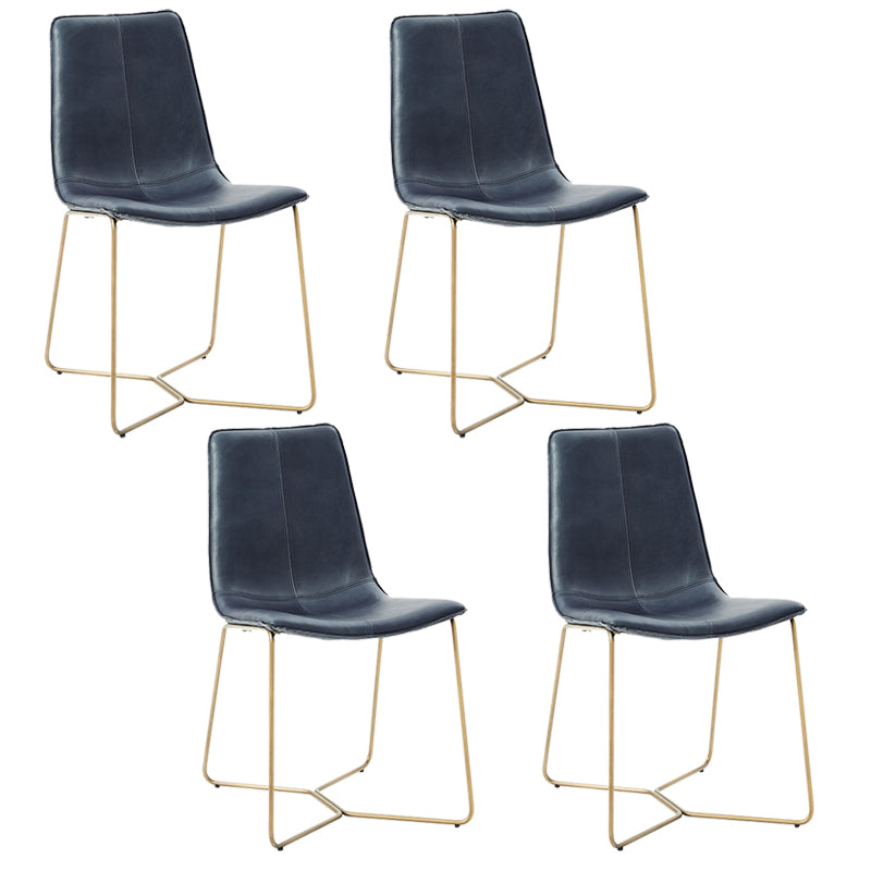 Metal Upholstered Chair Contemporary Armless Open Back Chair for Dining Room