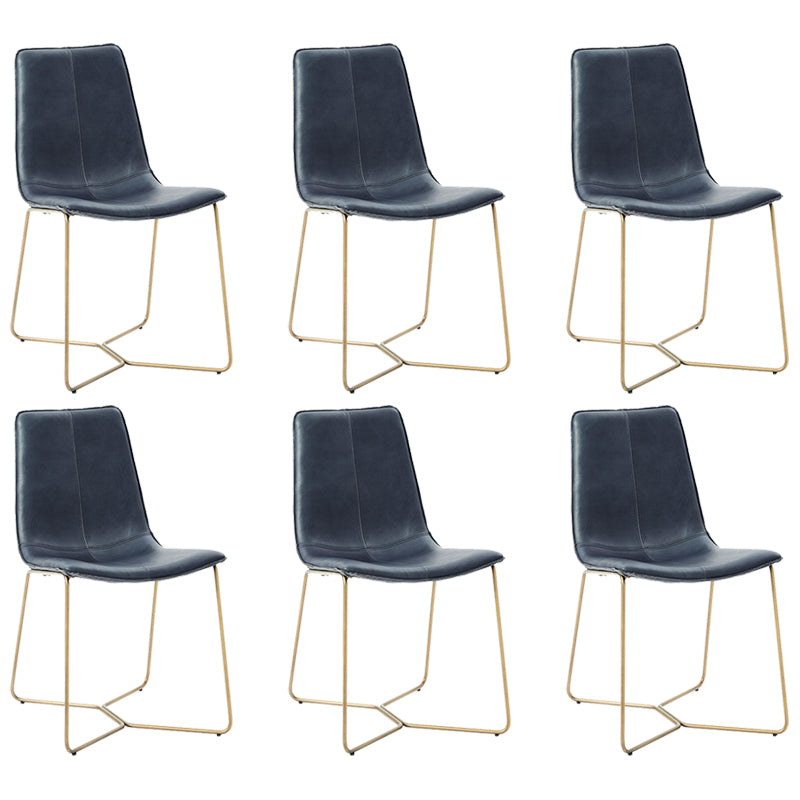 Metal Upholstered Chair Contemporary Armless Open Back Chair for Dining Room