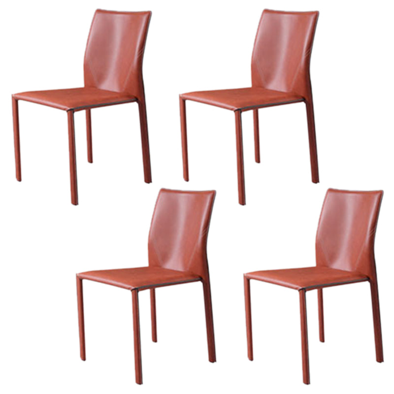 Nordic Style Side Chair Faux Leather Kitchen Dining Chair with Metal Frame (Set of 2)
