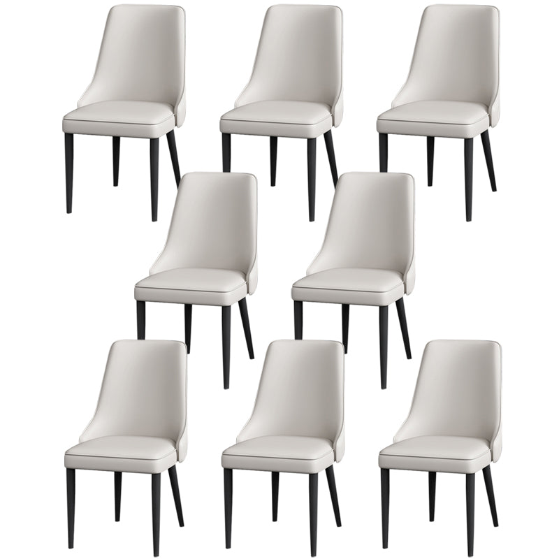 Modern Simple Side Chair Faux Leather Dining Chair with Metal Base for Bedroom